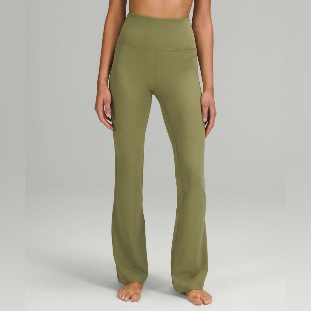 Lululemon Groove Super-High-Rise Flared Pant in Bronze Green